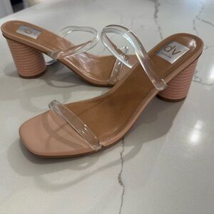 DV by Dolce Vita Women's Clear Strap Heels - Tan -Nude- Clear size 9 NEW!